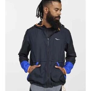 NWT Saucony Multicolor Hooded Zip-Up Packaway Jacket Size Medium‎
